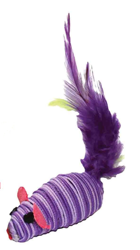 Fiesta Purple Striped Mice Cat Toy with Feathery Tail RRP 99p CLEARANCE XL 89p or 2 for £1.50